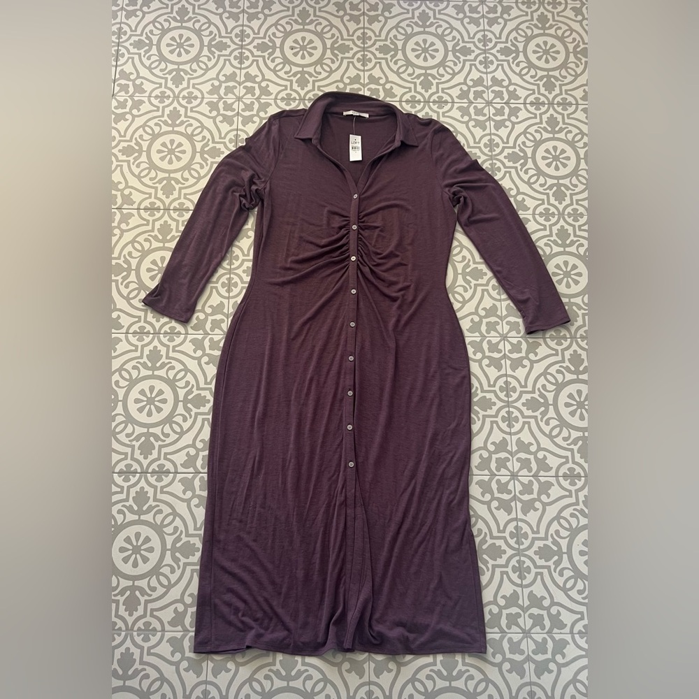 Loft size 18 plum dress with front rouching, NWT.